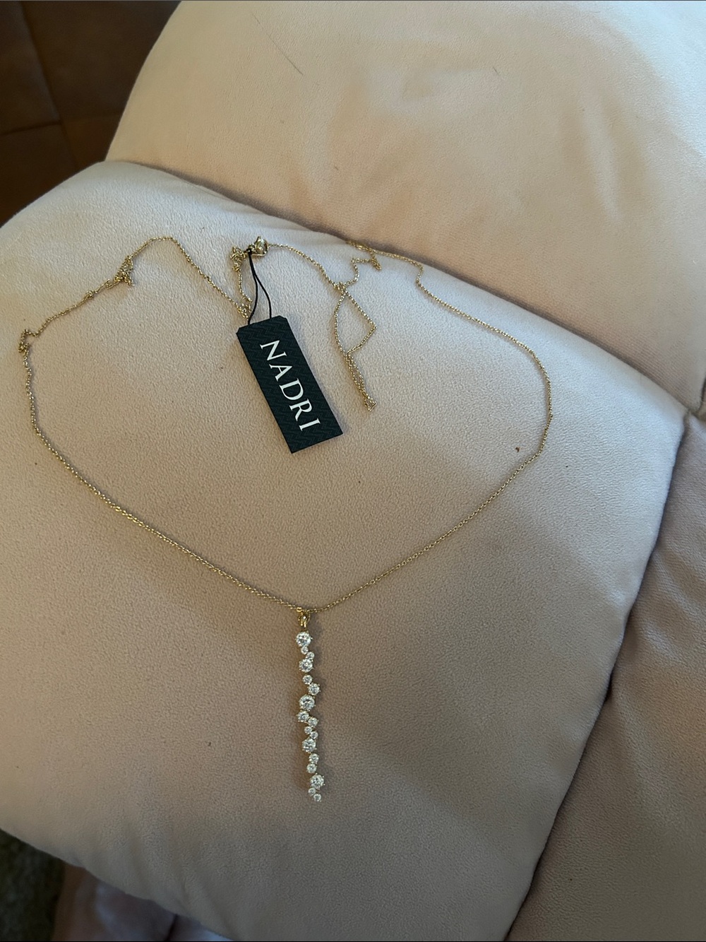 Nadri Gold tone Necklace with Crystal Station Drop